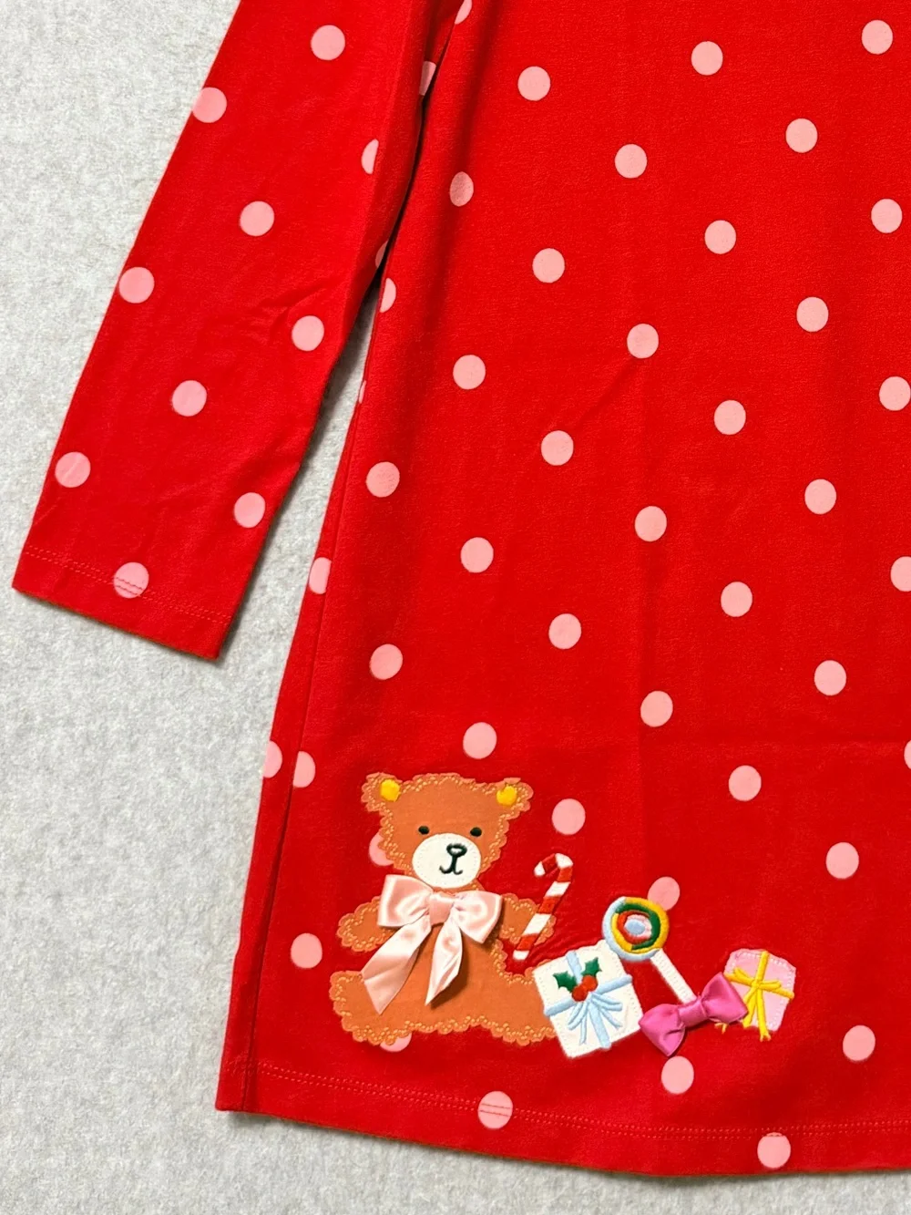 Hanna Andersson Red Polka Dot Christmas Applique Dress Size 8 (130) Like New